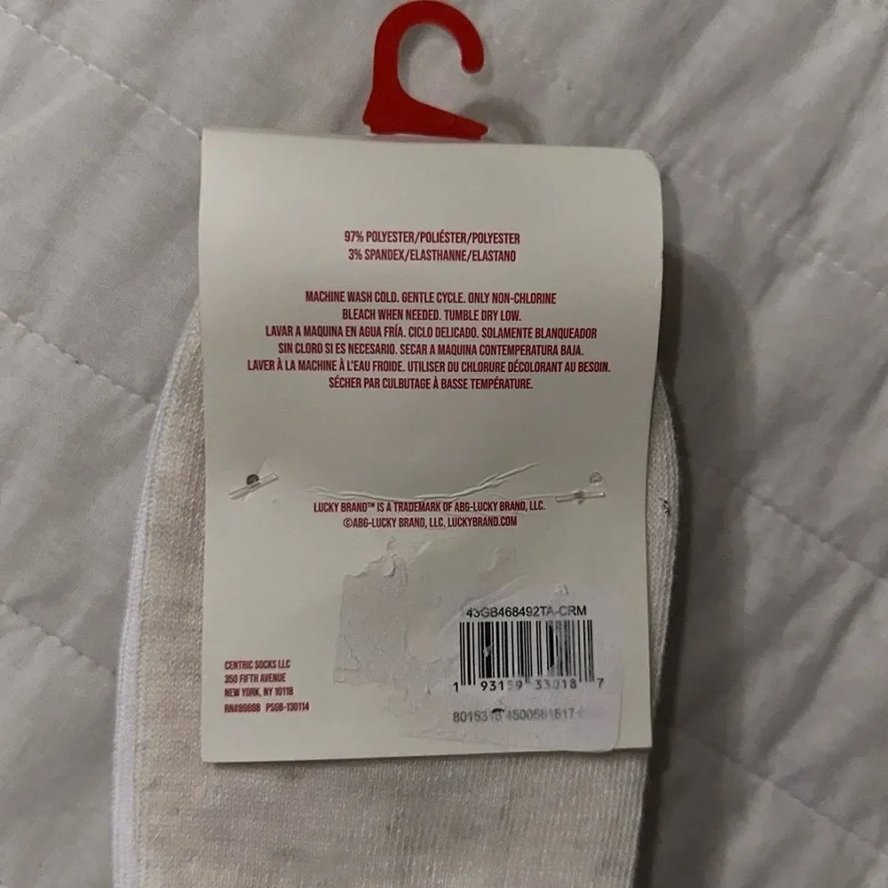 Lucky Brand Ladies 5 pk White Cream Tan Shortie Crew Socks